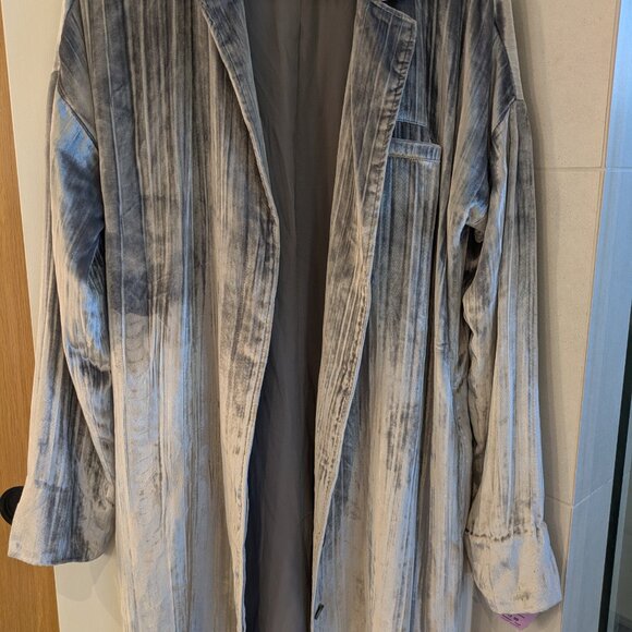 J Brand Gray Velvet Silk Blend Duster Jacket or Dress Size S - Picture 3 of 6